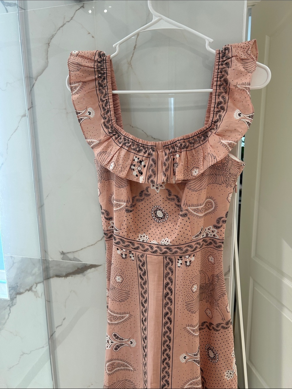 Sandro Blush Pink Paisley Midi Dress - Picture 4 of 6